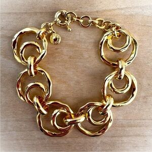 J. CREW Gold Plated Loopy Hoop Chain Bracelet 7" with 1" extender